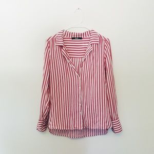 Red Striped Chic Blouse/Shirt